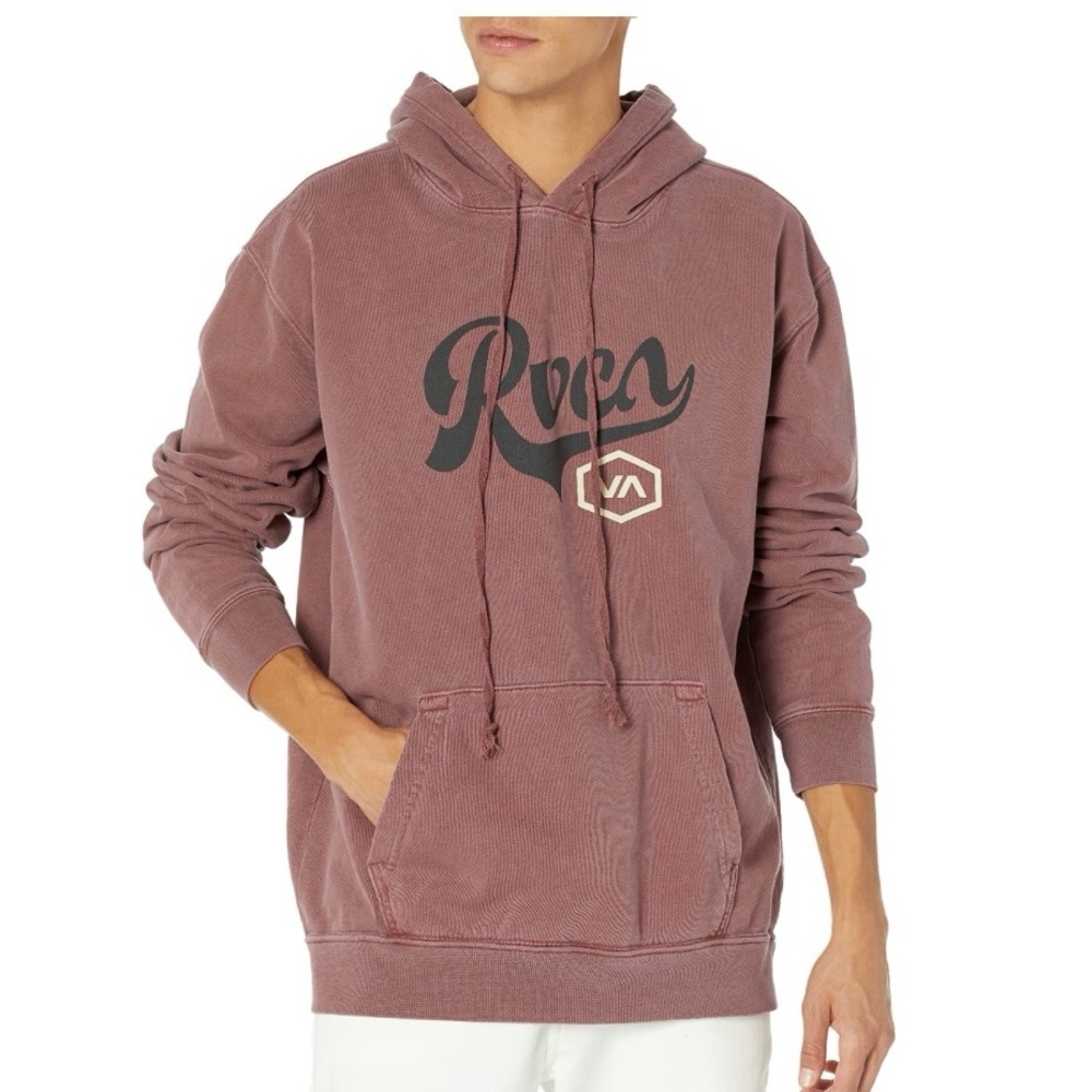 RVCA Hex Script Washed Hoodie Mens S Maroon